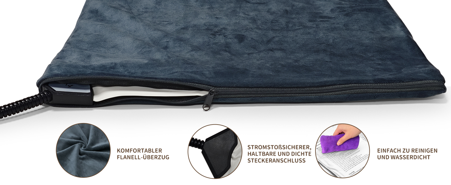 Нагрівальний килимок для тварин NAMOTEK з регулюванням температури та таймером, вологостійкий, з безпечним нагріванням, автоматичне вимкнення, 40x30 см, сірий