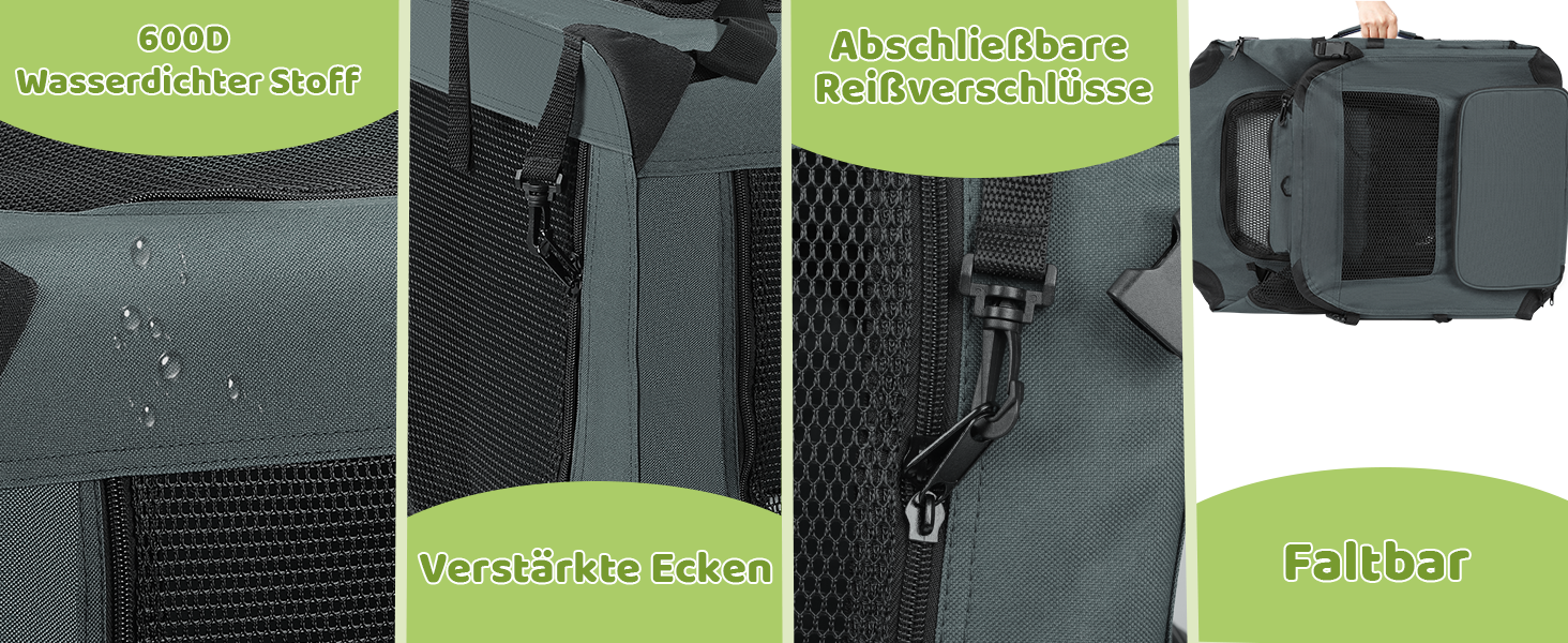 Транспортна переноска для собак та котів Reerooh XL, 81x58x58 см, складана, з мискою, для подорожей