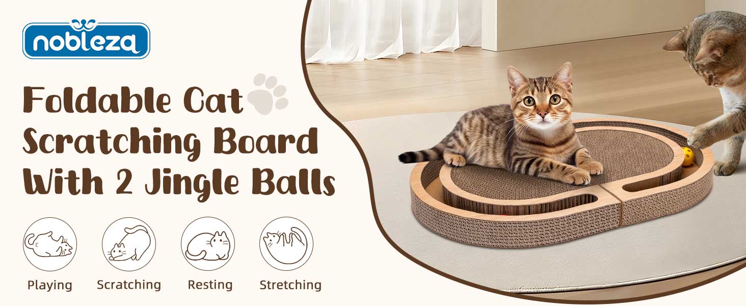 Nobleza Драбина-кіготь для котів велика 2-в-1, розкладна з іграшкою-м'ячиком та котячою м'ятою - високоякісна XXL драбина-кіготь для кількох котів, 60x40 см