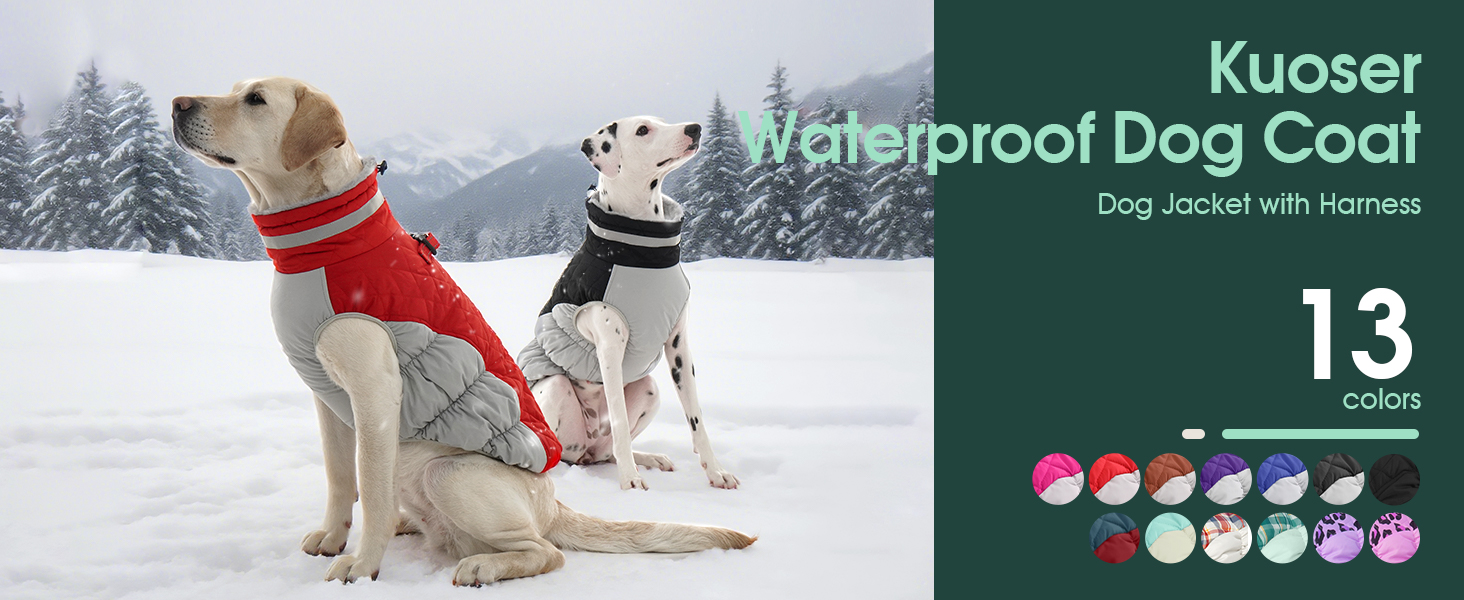 Водонепроникна куртка для собак великих порід Kuoser, тепла зимова жилетка для собак, чорна, XL