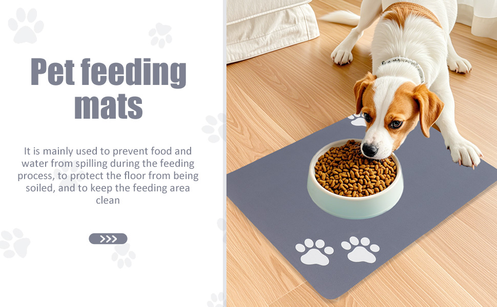 Килимок під миску для собак та котів, суперпоглинаючий, нековзний, миючий, 40x60 см (Світло-сірий)