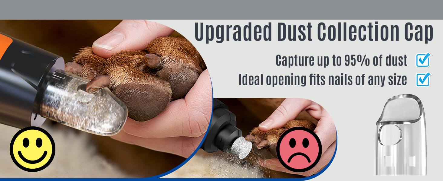 Електричний шліфувальник для собак та котів Casfuy Neue з 6 насадками – тиха робота, 7 годин, 2 LED, для собак великих, середніх та малих порід