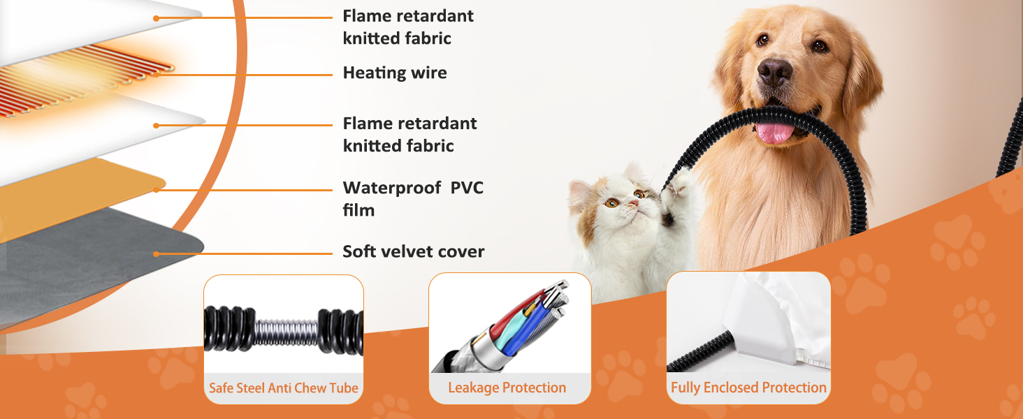 Кішечковий та собачий нагрівальний килимок, 45 x 45 см, 5 таймерів та 6 температурних режимів, вологостійкий, для цуценят, собак, котів та кроликів