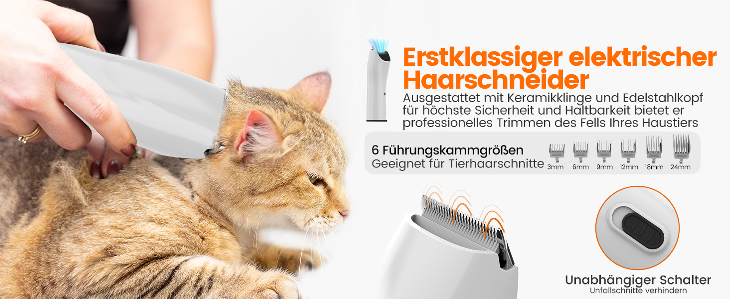 Машинка для стрижки собак AIRROBO з пилососом 12000 Pa, щітка для видалення шерсті, тиха машинка для собак з набором інструментів, контейнер для пилу 1.4L, PG10 Білий (Чорний)