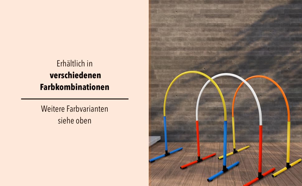 SPORTIKEL24 Superhund Hoopers Hoop – іграшка для аджиліті собак, кільця для хоперс, пластик, блакитна основа з кольоровими арками, VDH-сертифікована, гнучка, стійка до погодних умов (блакитний/жовтий)