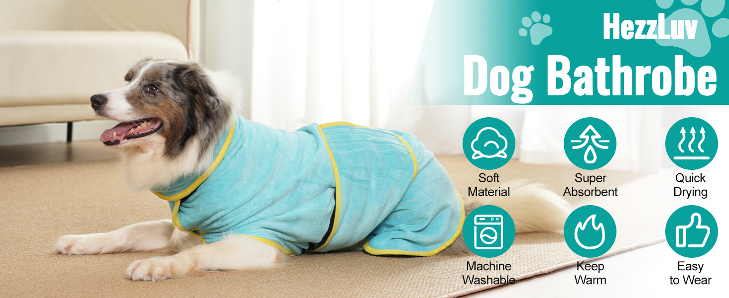 Рушник для собак Hezzuv: ультрапоглинаючий, з мікрофібри, для сушіння після снігу, для цуценят та дорослих, блакитний (S)