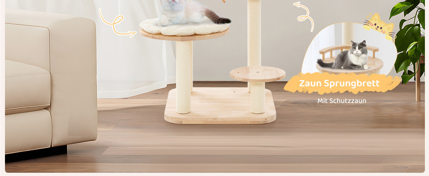 Дерев'яний кігтечка для котів COSTWAY Kaktus, 160 см, з будиночком, платформами, сизалевими стовпчиками, корзиною та іграшками