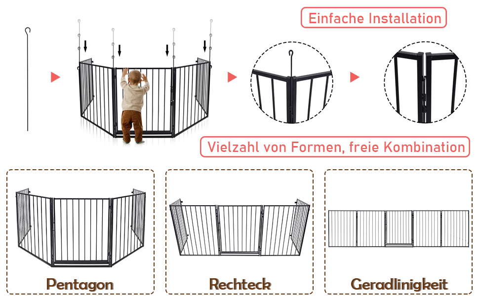 Забіг для цуценят Froadp 5 TLG: захист від каміну, огорожа, забіг, загін для собак, дітей. 61 x 76 см