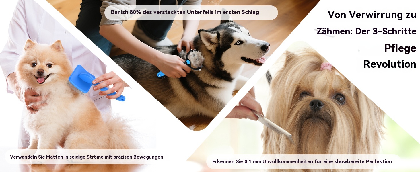 Набір для грумінгу собак великих порід Slicker Bürste Hund – 3 предмети: щітка Slicker, гребінець для підшерстка та гребінець з нержавіючої сталі. Підходить для довгошерстих собак та котів (Голден Ретрівер, Лабрадудль, Пудель)