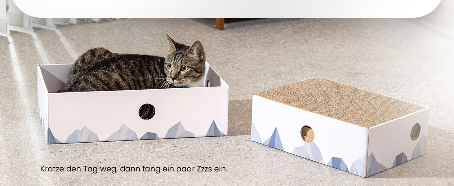 5-Piece Conlun Cat Scratch Box Set with Scratching Pad - Large, White