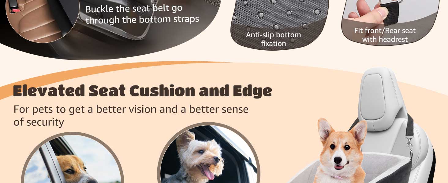 Автокрісло для собак Nobleza до 13 кг, 50x50x40 см, з підняттям, кишенями та поводок