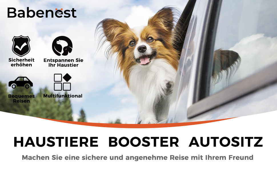 Автокрісло для собак Babenest, чорне, L - стабільне, для кількох тварин, з ременями безпеки