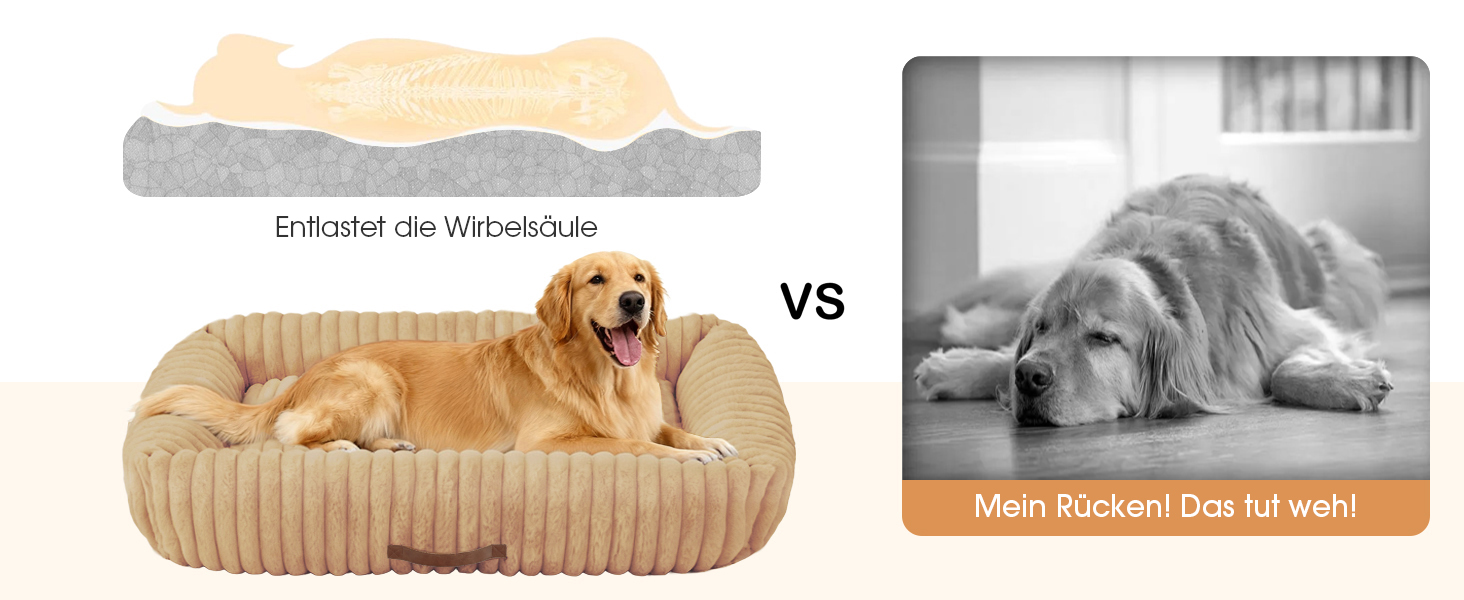 М'який ортопедичний лежак для собак середнього розміру, лежанка-софа з підголовником, знімна та миюча підстилка, з ручками, для домашніх тварин (Warmsand, 76*61*20 см) M-P Warmsand