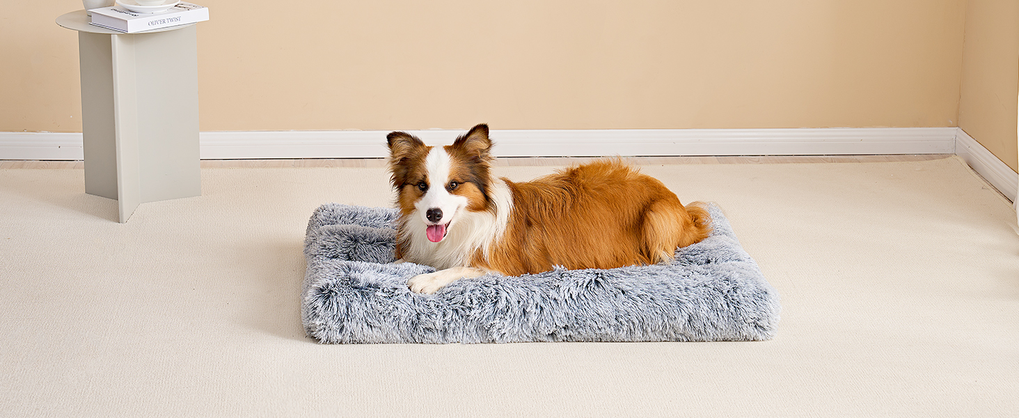 М'яке ліжко для собак EHEYCIGA, великий розмір XL, 105x70 см, сіре, знімний чохол, неслизька підкладка