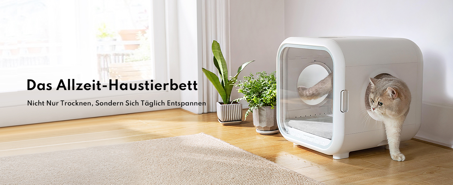 Haustiertrockner HomeRunPet Drybo Plus: Безшумний, автоматичний фен для собак та котів (50л, білий)