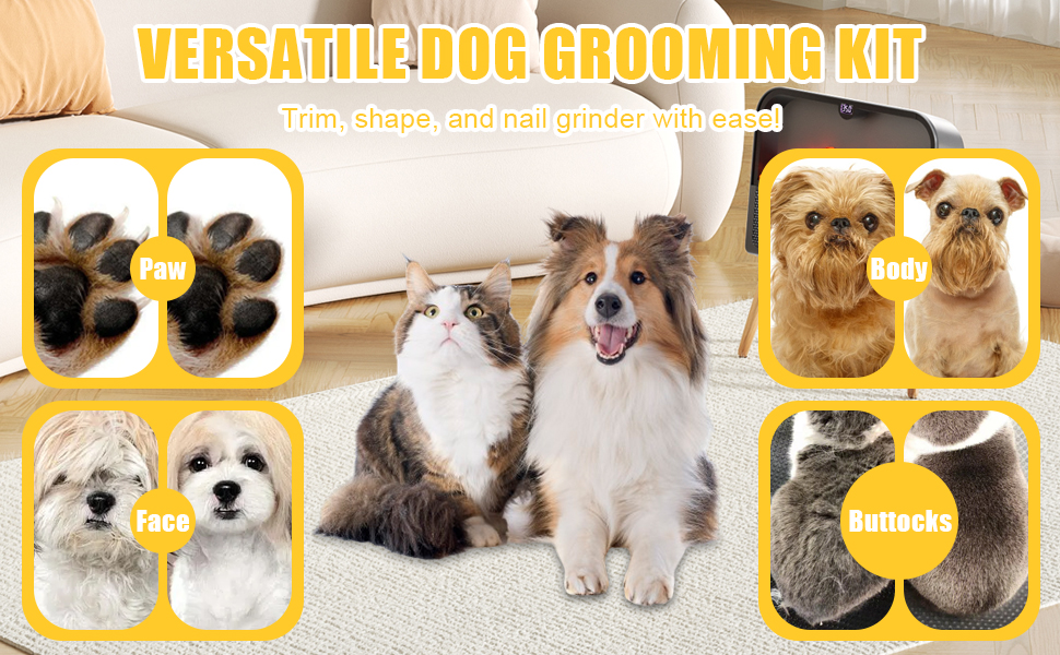 Набір для догляду за тваринами 4-в-1: машинка для стрижки собак та котів, триммер для лап, точилка для кігтів, машинка для стрижки шерсті | USB-C | для тіла, лап, очей, вух