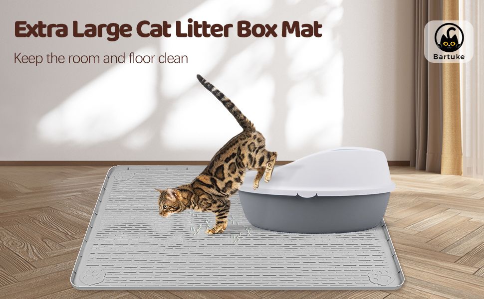 Килимок для котячого туалету Bartuke Katzenklo Matte, 101 x 71 см, силіконовий, сірий