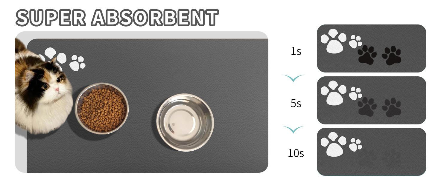 Гумова килимок для годівлі собак та котів, 44.5 x 71 см, сірий (4 лапки)