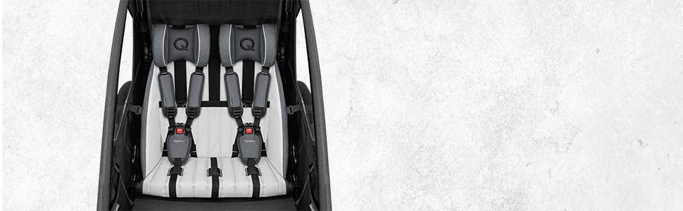 Qeridoo Sportrex 2 Limited Edition Jeans Blue: Дитячий велопричіп для 2 дітей, 360° обертове колесо, захист голови