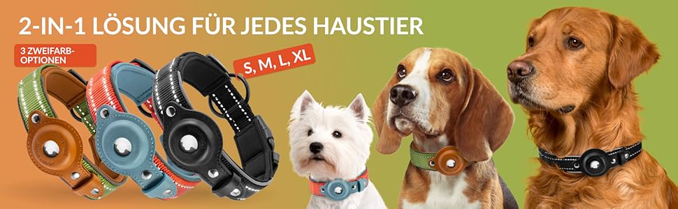 Нашийник для Apple AirTag для собак CollarDirect, світловідбиваючий, чорний, XL (51-61 см)