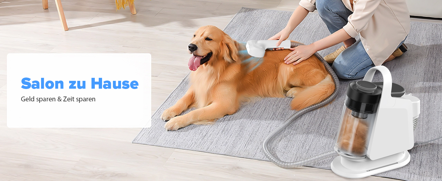 Машинка для стрижки собак зі вбудованим пилососом, 13000Pa, тиха, для собак та котів, 7 насадок, контейнер для сміття 2L