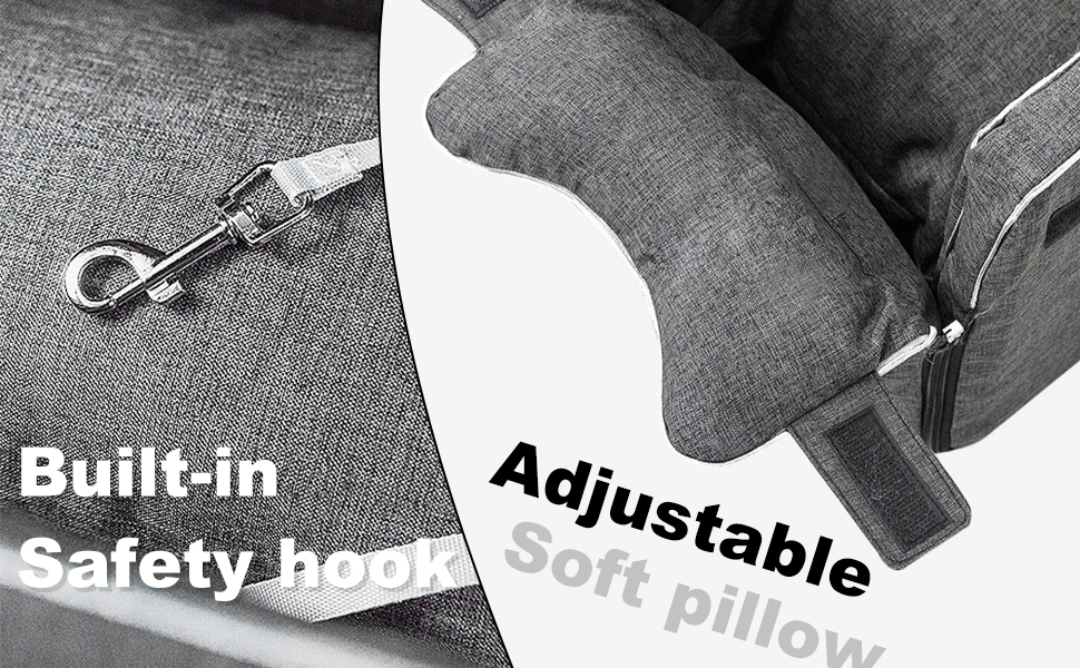 PETCUTE Автокрісло для собак та котів до 6 кг, сірого кольору. Зручне автокрісло-консоль для маленьких тварин, з антиковзким покриттям, знімний та миючий чохол.