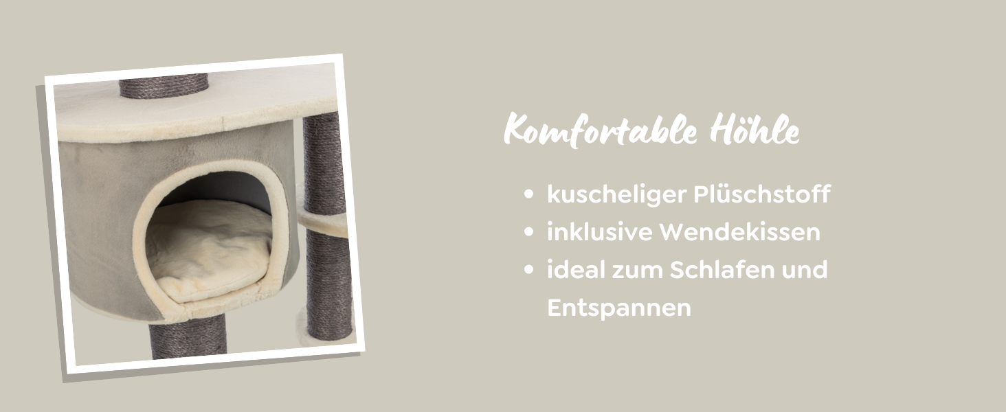 Дерев'яний будиночок для котів TRIXIE Marcello, 114 см, бежевий – багатоповерховий котячий будиночок з місцями для дряпання та іграми, стабільний та затишний