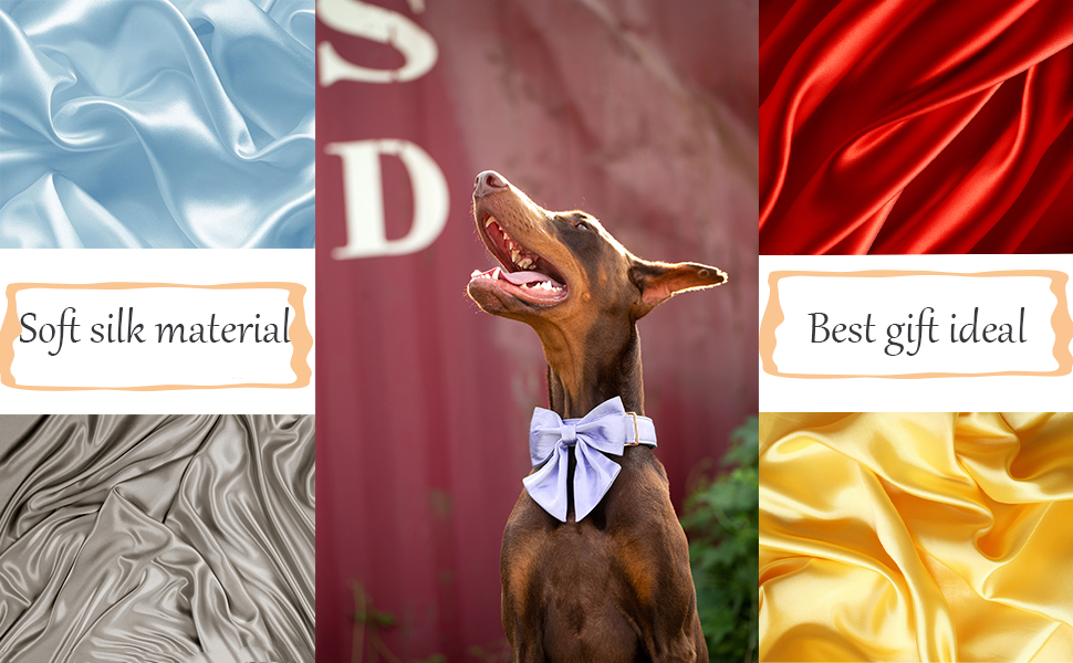 Шовковий ошийник для собак Mandarine, регульований, довговічний, з бантиком, для великих собак, розмір M