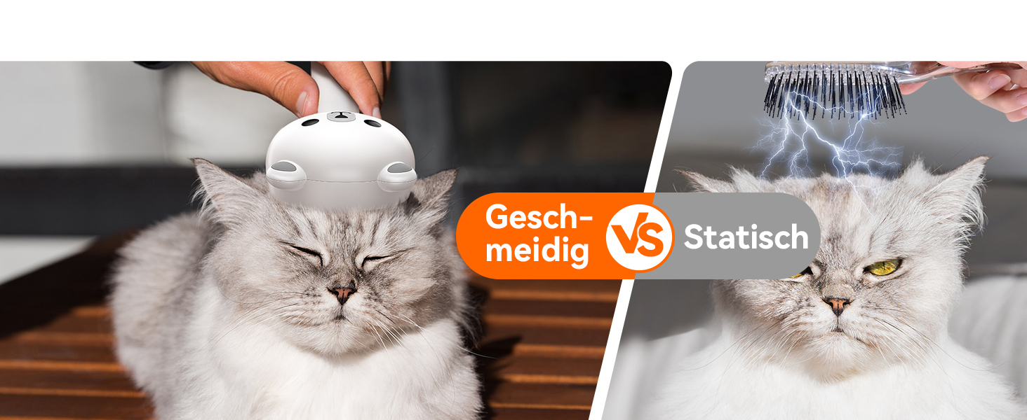 Щітка для котів FEELNEEDY з парою, електрична щітка для котів з кнопкою випуску води, резервуар для води, для котів з довгою та короткою шерстю та собак, USB-зарядка, двошвидкісна функція розпилення (біла)