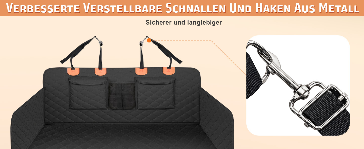 Накидка для собак у машину Gimars, 157x137 см, водовідштовхувальна, стійка до подряпин, універсальна, з передньою панеллю та оглядовим вікном, чорний & оранжевий, килимок у багажник