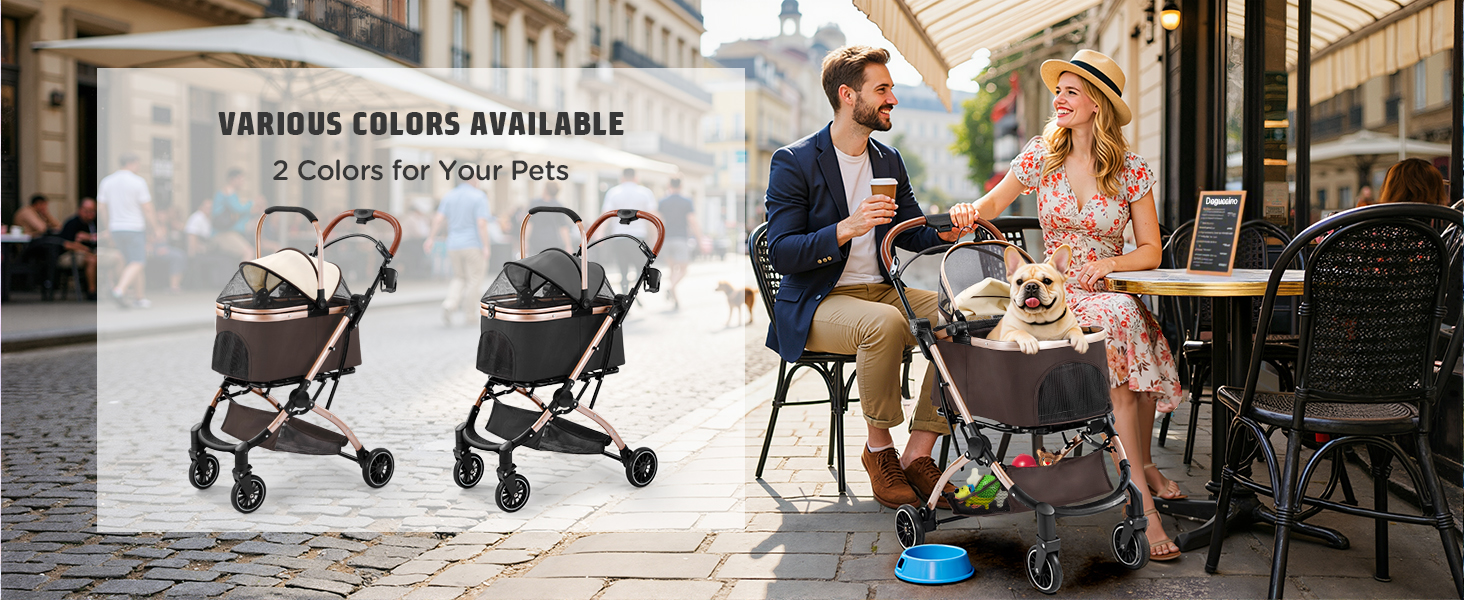 Візок для котів та собак Gimars 20кг, 4-в-1, складання, поворот 360°, гумові колеса, гальмо, захист від дощу, регульована ручка, хакі