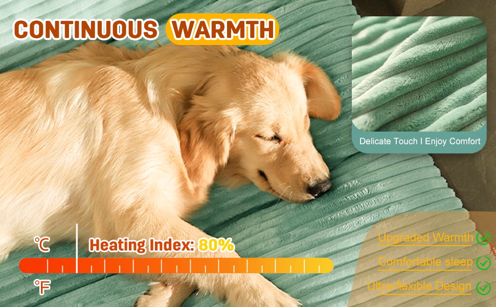 Килимок для собак Petcute великих та середніх порід, м'який, знімний, дихаючий, з неслизьким дном, зелений