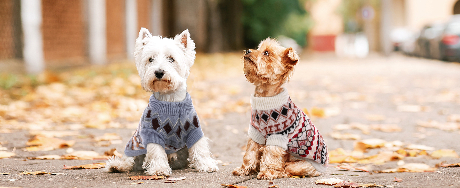 Теплий пуловер для собак - Boho стиль, різдвяний, з отвором для повідка, для чихуахуа, йоркширського тер'єра, джек-рассела, XS, колір кава