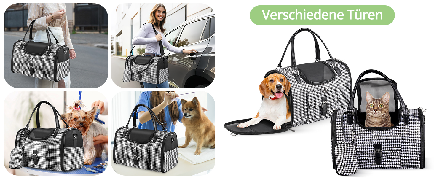 Транспортна сумка для собак та котів TAIKURA, переноска для тварин, дихаюча, з плечовим ременем та кишенями, до 5 кг (40x26x20 см)