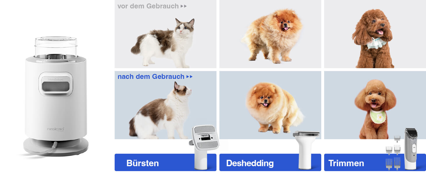 Набір для грумінгу домашніх тварин Neakasa P0 Pro: пилосос, щітка для котів та собак, видалення ворсу, 5 насадок