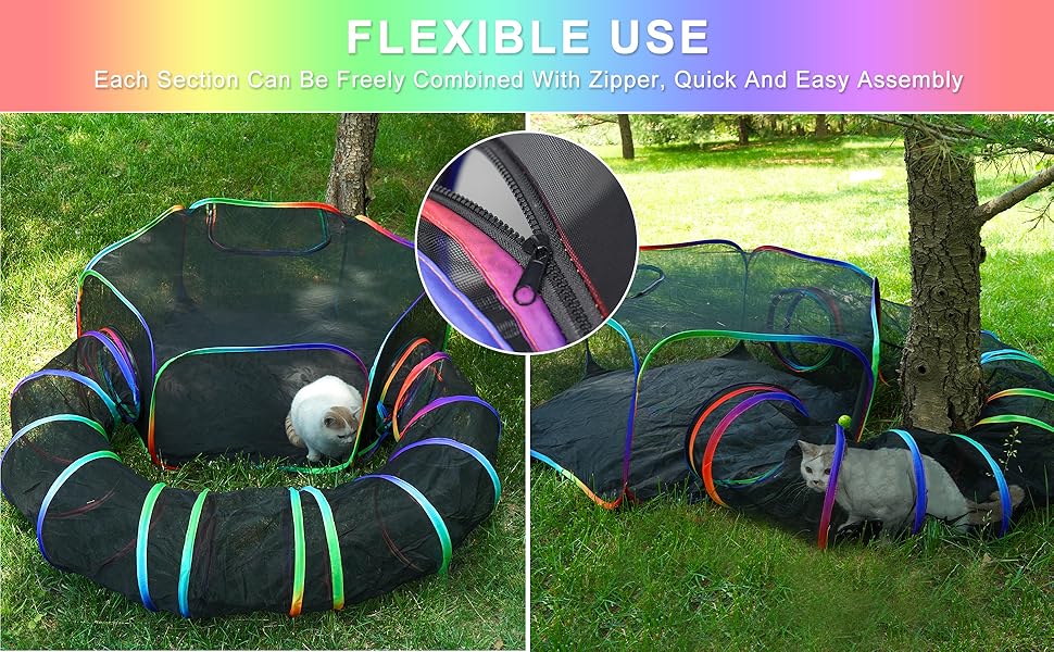 Клітка-тунель для котів DiDiBirDi 2 в 1 на вулицю: тунель та вольєр, портативна клітка для котів, дрібних собак та кроликів