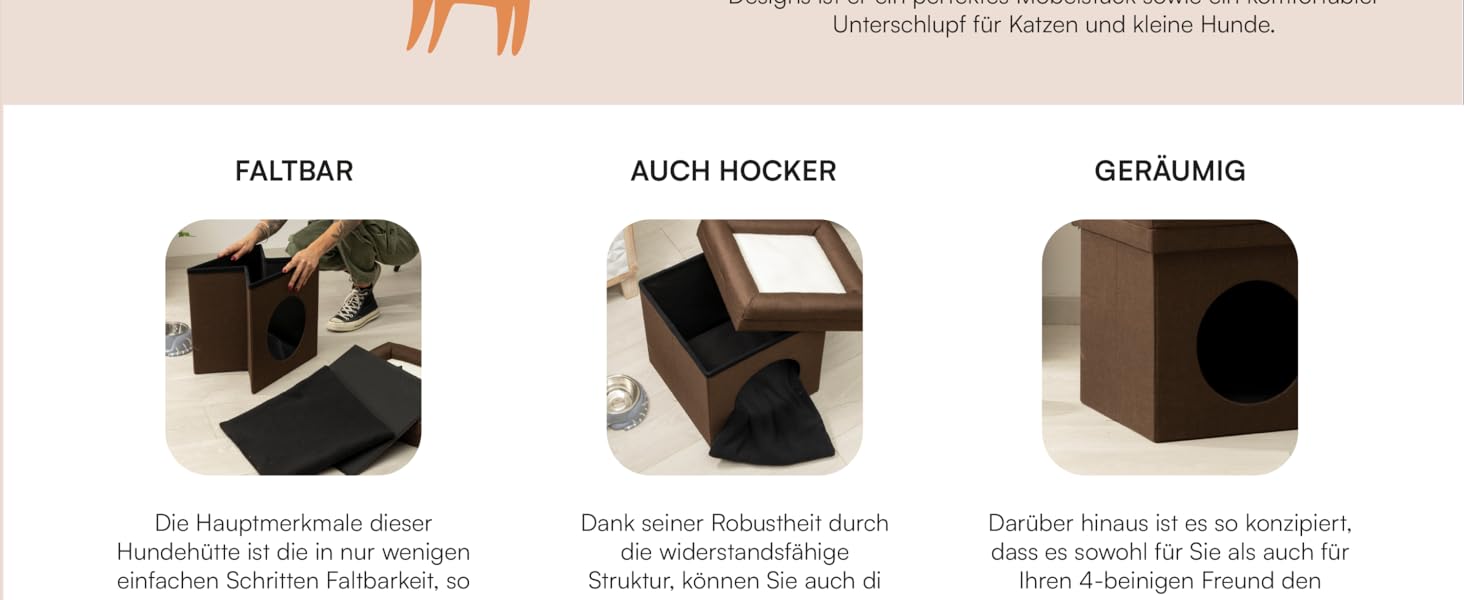 Підстилка для собак та котів Baroni Home, складана, коричнева, 38 x 38 x 42 см