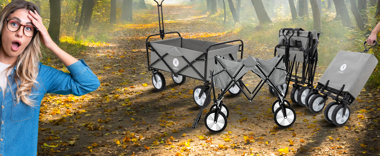 Складаний візок Miweba MB-35 | Вантажопідйомність 120 кг - для дітей, саду, пляжу | Чорний/Темно-сірий