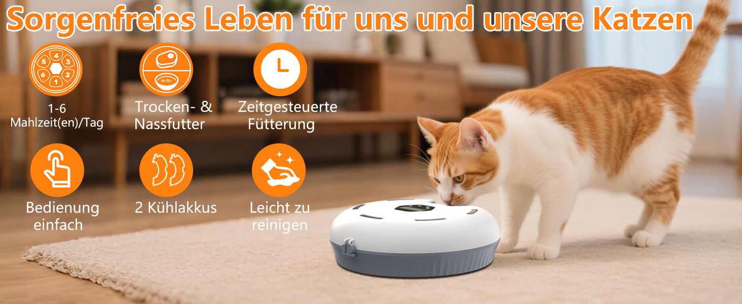 Автомат для годування котів Lafisun, 6 порцій, з охолодженням, програмований таймер, для вологого корму