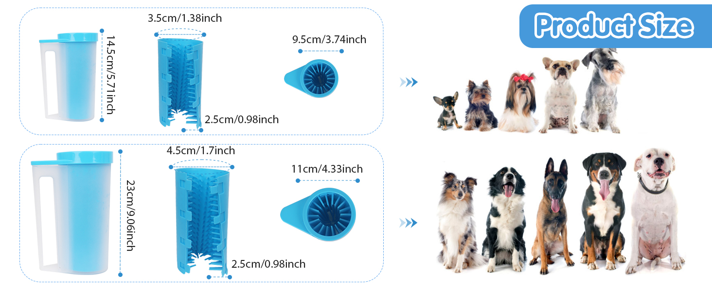 Очисник лап для собак і котів з силіконовою щіткою, великий об'єм