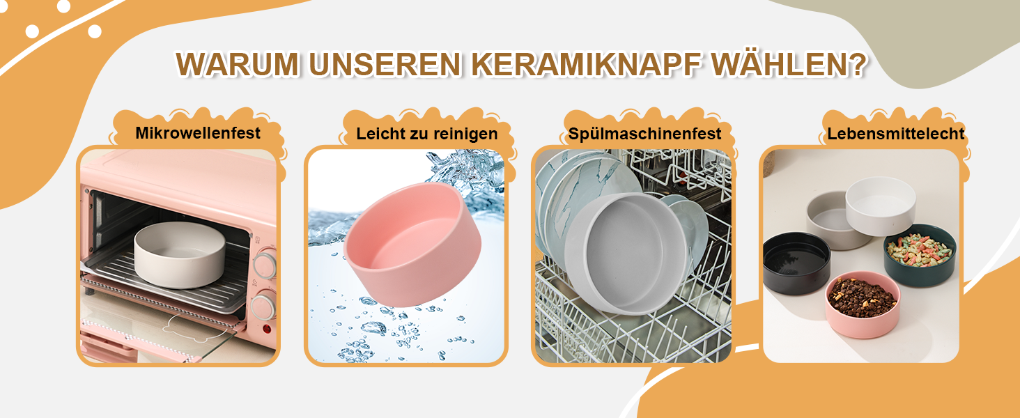 Керамічна миска для собак, годівниця для собак - неслизька миска для собак маленьких та середніх порід, миска для води для великих котів - керамічна миска для корму та води - 15 см - 320 г / 720 мл - біла