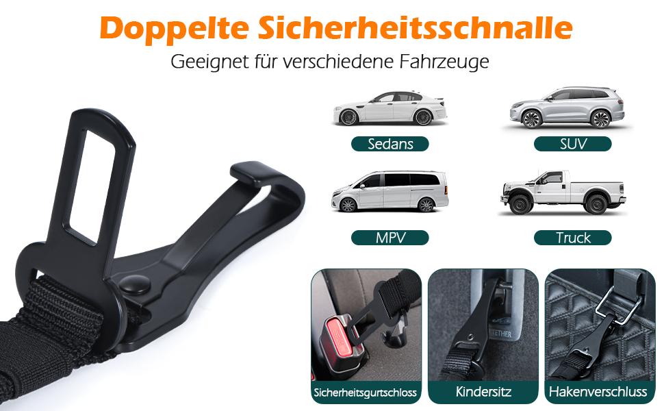 Ремінь безпеки для собак PetBonus в авто: міцний поводок-переноска для маленьких, середніх та великих собак (чорний)