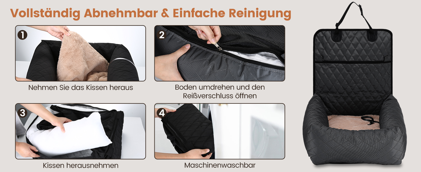 Крісло-підвищувач для собак у машину 2-в-1 з підкладкою та ременем безпеки (Чорний, M)