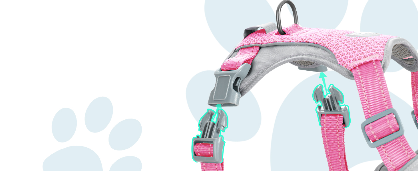 Шлейка для собак Huntboo Anti-Zug, без обмеження руху, для малих, середніх та великих собак, не тягне, світловідбиваюча, з 2 карабінами, не душить, регульована, для тренувань та бігу (Рожева, M)