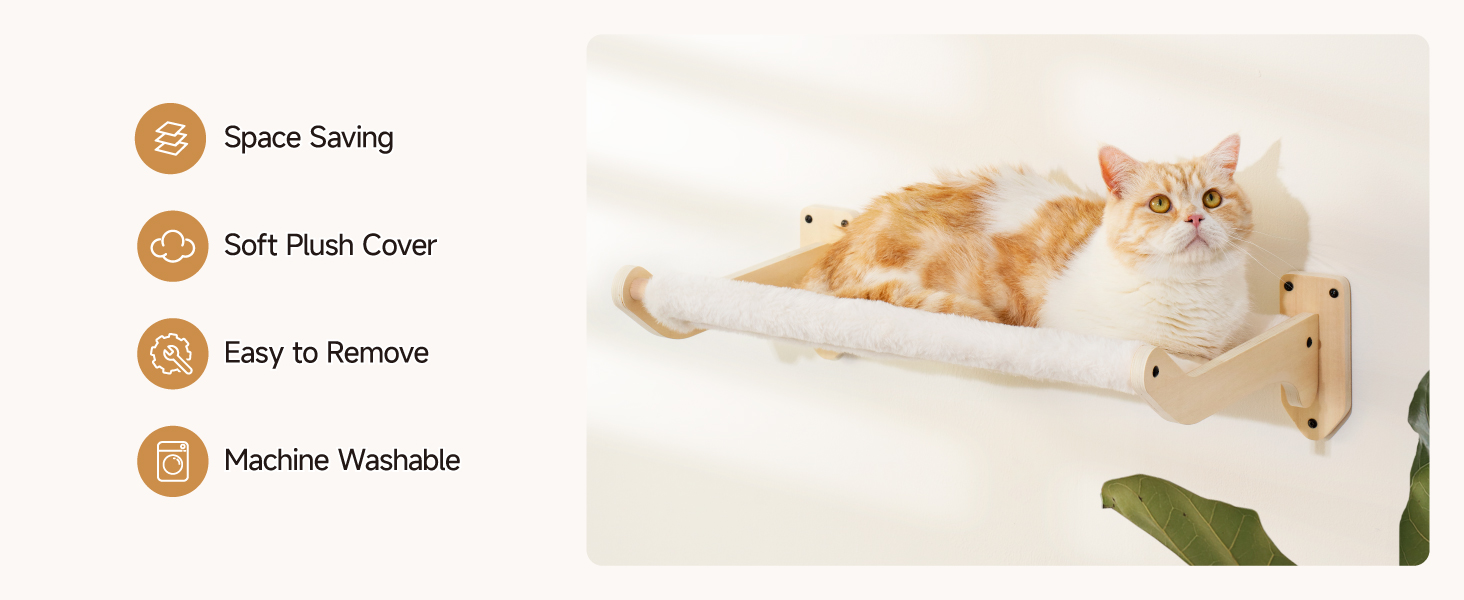 Кішка лежанка на стіну MEWOOFUN, 52x32 см, знімний чохол