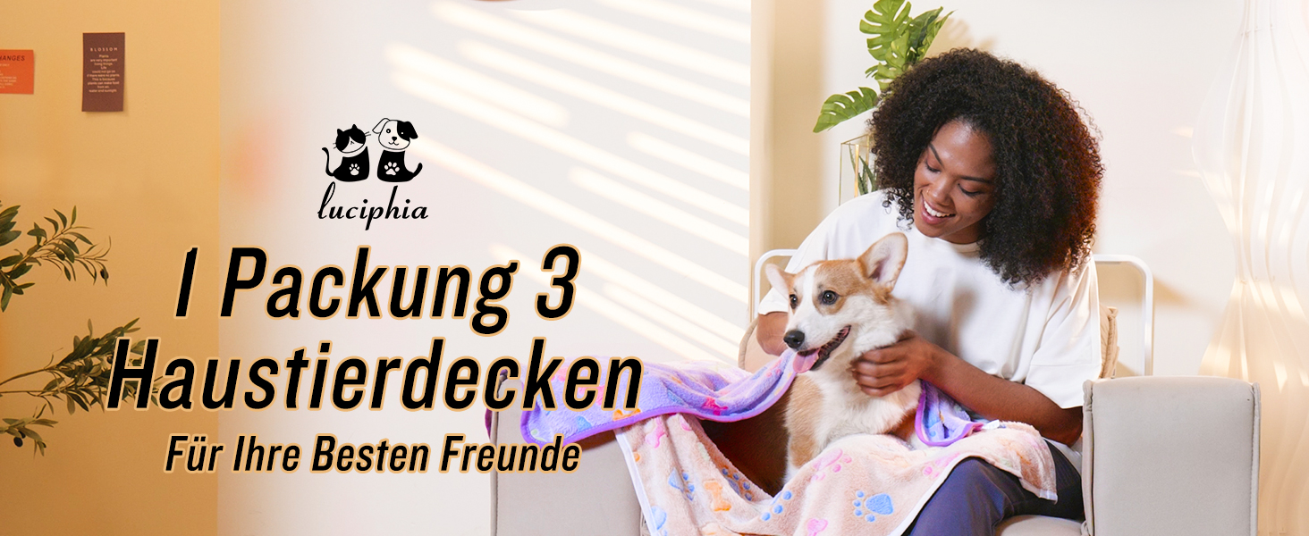 М'яка ковдра для собак та котів Luciphia: тепла флісова ковдра 104x76 см (3 шт.)