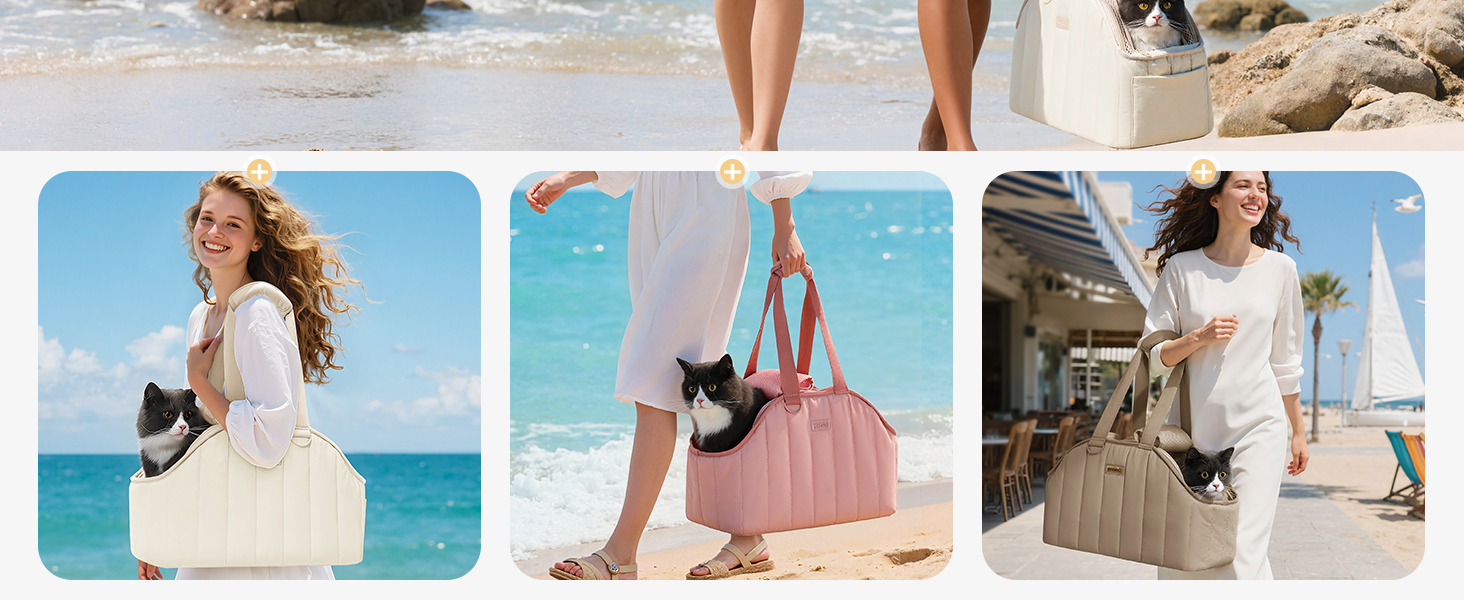 Транспортна сумка для собак Pecute, 4 кг, кремового кольору. Легка, складна переноска для собак та котів, ідеальна для подорожей