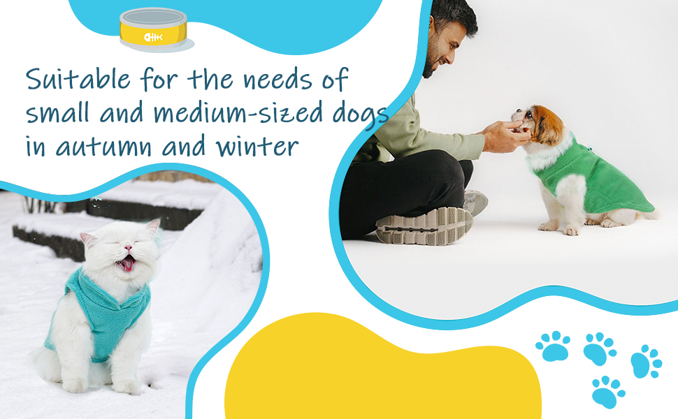 Пуловер для собак та котів, теплий флісовий пуловер, зимова куртка для собак з повідком (аква+зелений, XL) (сірий+коричневий, L)