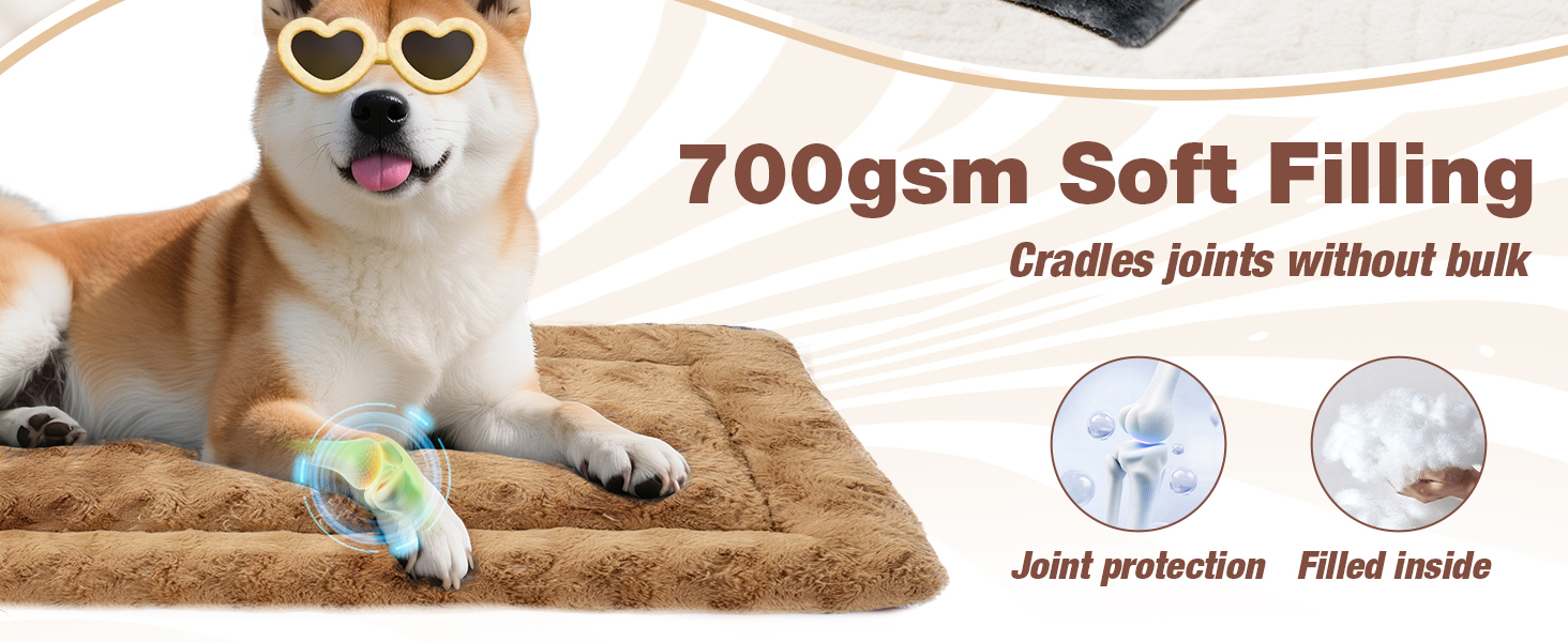 М'яка лежанка для собак Mora Pets: зручна та миюча підстилка для маленьких, середніх та великих собак, 74 x 46 см, бежева