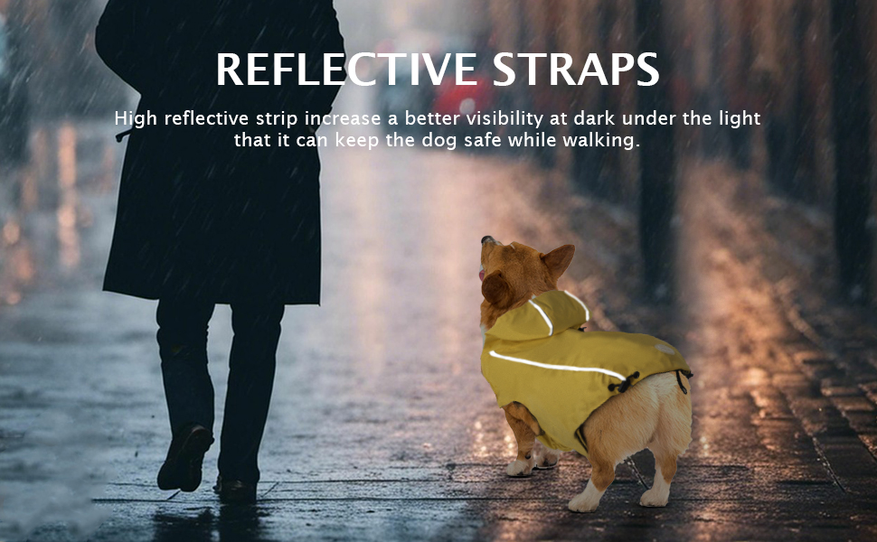 Дощовик для собак Vejaoo: водонепроникний, світловідбиваючий, з капюшоном. Підходить для малих, середніх та великих собак. Колір: помаранчевий, розмір: L